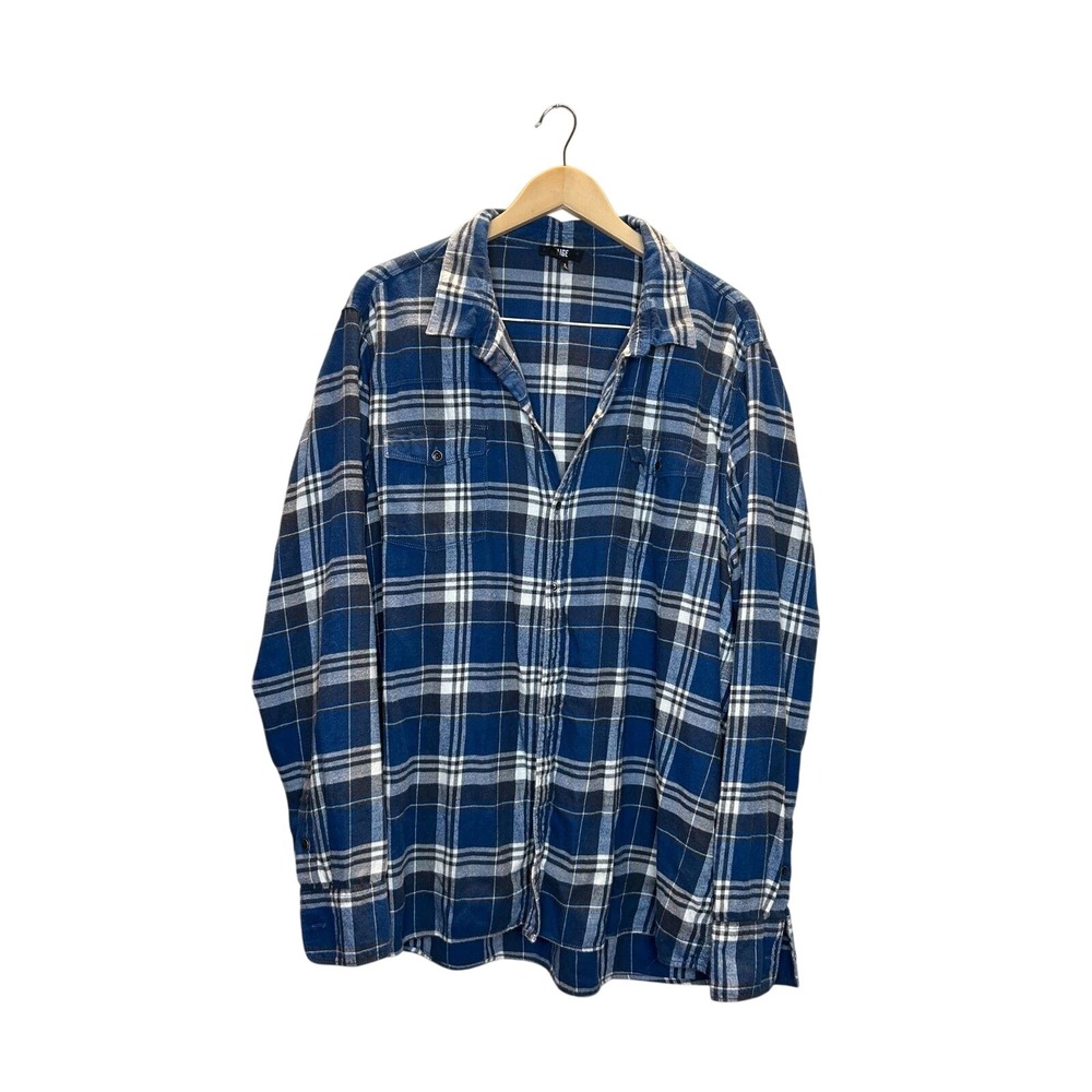 PAIGE Plaid Flannel Shirt Women XL Blue Rayon Cotton Blend Button Up